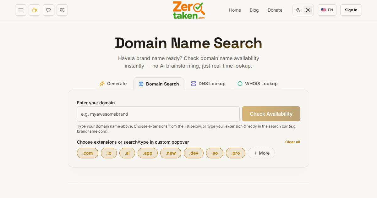 Bulk Domain Availability Checker — Check All TLDs at Once | ZeroTaken